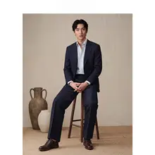 ビジネススーツ【抗シワ・易お手入れ・ダークブルー・男性用】（セットアップ対応）