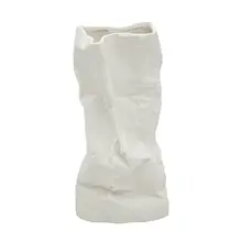 北欧デザインのアート風陶器花瓶【不規則なシワ・デスク装飾用】