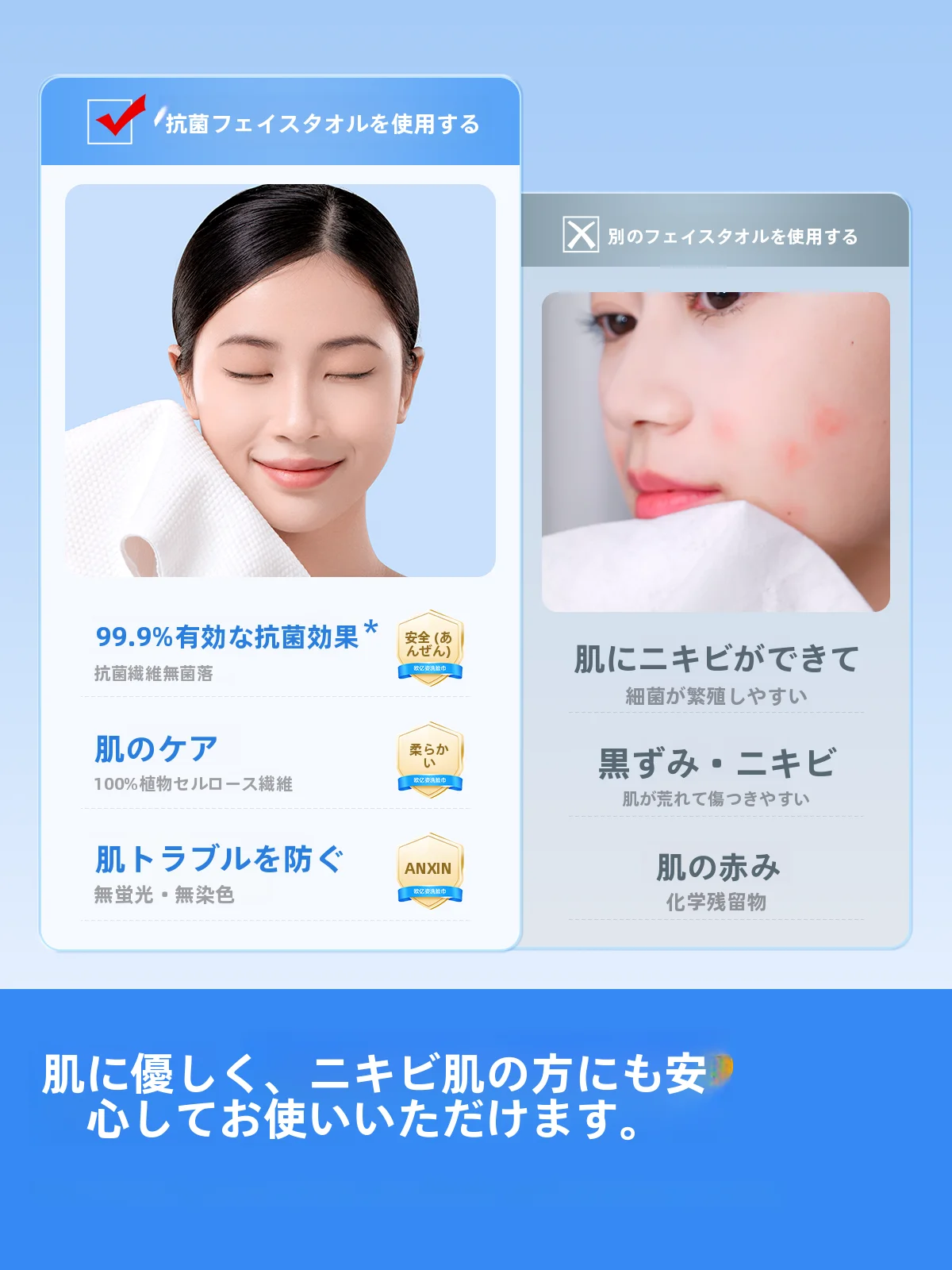 99%抗菌純綿使い捨て洗顔タオル：赤ちゃん・敏感肌向けの安全なケアに最適