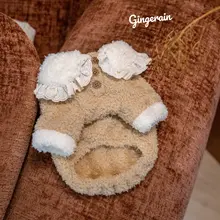 GINGERAIN 暖かいフリース素材のパジャマ【ヨークシャーテリア・小型犬用・ボタン付き・保温】