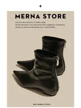 羊皮素材の黒い内増高先細西部短靴【ファッション・後ろジッパー・フラットデザイン】
