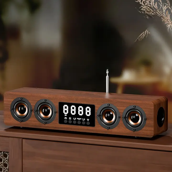 木製レトロBluetoothスピーカー【デスクトップラジオ一体型・重低音対応】