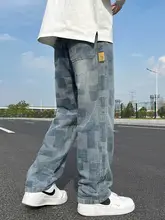夏用の軽量アメリカン星空模様デニムパンツ【ゆったりストレート・カジュアル】