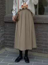 高腰Aラインプリーツロングスカート【秋用・気質アップ・体型カバー】