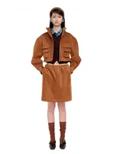 ファッションスタイルの立体ポケット付きワイドスリーブショートジャケット