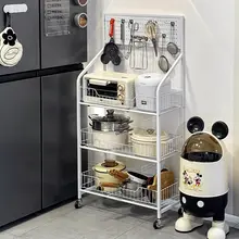キッチンキャビネット 移動式鍋具収納ラック【多段・大容量・小型家電用】