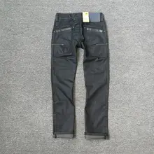 カジュアルデニムパンツ【ウォッシュ加工・ストレート・多ポケット・ブラック】