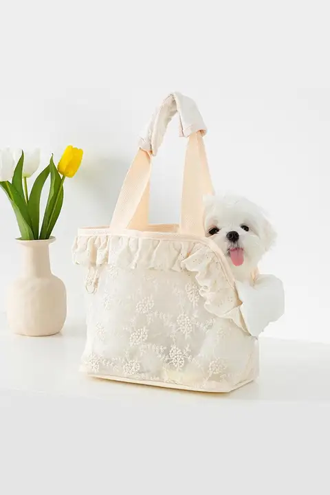 ペット外出用バッグ【小型犬・猫用・通気性・ショルダーバッグスタイル・持ち手付き】
