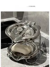 Tlife Lakespy セラミック製二層石鹸置き【バタフライデザイン・おしゃれなバスルーム用】