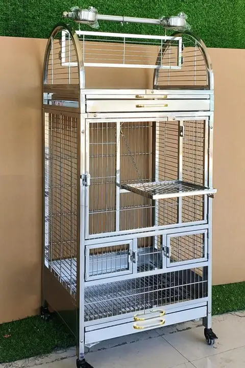 高品質304不銹鋼製の大型オウム用鳥かご【防止用設計・頑丈タイプ】