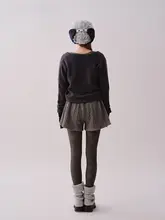 ドローストリング付きのニットツイストAラインスカートパンツ【冬用・フィット・レッグライン強調】