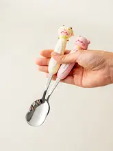シリコンハンドルのステンレススチール製子供用スプーン【食品グレード・ベビーフード用】