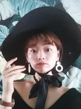 ブラック ワイドブリム草帽【夏用・日焼け防止・リボン付き】