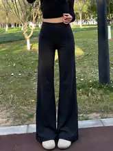 黒色 日焼け防止 フレアパンツ【レディース・薄手・スポーツ・ヨガ用・速乾】（セットアップ対応）