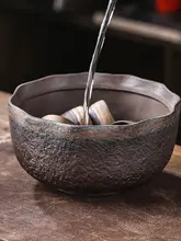 大号粗陶茶洗【手作り・日本式・ハンマーテクスチャ】