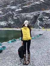 黄色の羽毛ベスト【白鹅绒使用・ゆったりしたデザイン・女性用】