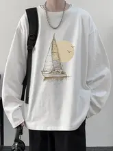 純綿長袖Tシャツ【春秋用・クルーネック・ゆったりフィット・プリントデザイン】