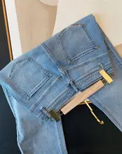 薄手の高腰ストレートデニムパンツ【レディース・夏用・浅い青色・小柄向け・八分丈】