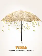 UVカットレース刺繍女性用折りたたみ傘【晴雨兼用・コンパクト・軽量】