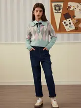 刺繍デザインの暖かいデニムパンツ【男女兼用・カジュアルストレート】