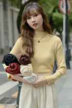 秋冬用 ボトルネック ニットトップス【厚手・柔らかい・長袖】