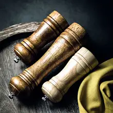 木製手動ミル塩入れ【海塩・黒胡椒用・家庭用調味料ボトル】