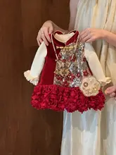 女の子用 国風デザインの背面スリーブドレス【冬用・プリンセススタイル】（セットアップ対応）