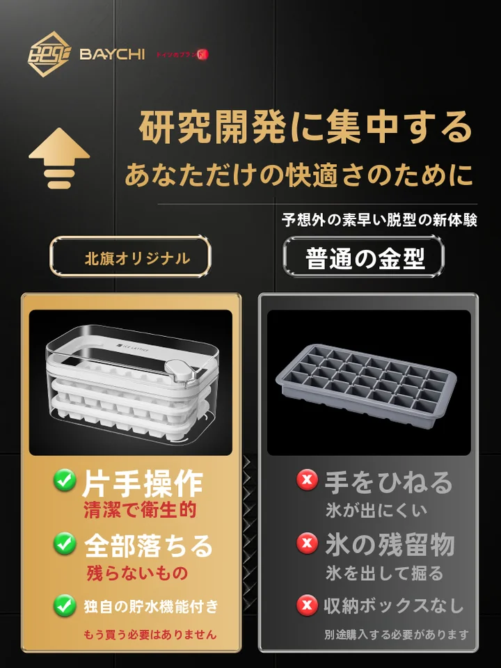 食品グレードの押し出し式製氷トレイ【ふた付き・小さな氷の型】