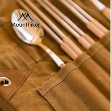 MOUNTAINHIKER アウトドア用折りたたみカトラリー収納バッグ【便利なキャンプ用食器セット・キャンバス製】