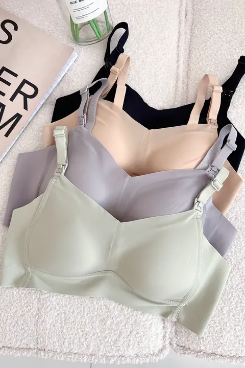 桑蚕丝製の夏用薄型授乳ブラジャー【穴あけ不要・マタニティ・出産後用】