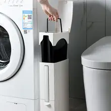 トイレ用コンパクトゴミ箱＆トイレブラシセット【省スペース・薄型・家庭用】