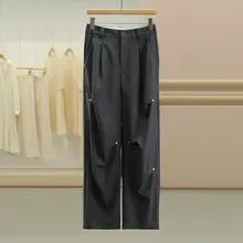 春の通勤スタイルにぴったり！ゆったりとしたシルエットのスーツカジュアルパンツ【女性用・長ズボン】（セットアップ対応）