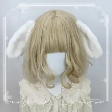 純白のフェイクウサギ耳ヘアクリップ【ラブリー・ロリータ風・ふわふわウサギデザイン】