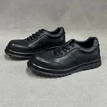 レザーローカットシューズ【秋用・黒・滑り止め・カジュアルスタイル】