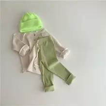 韓国風 ベビー用カラフルなリブパンツ【男女兼用・ストレッチ素材・春秋用】（セットアップ対応）