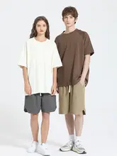 カジュアルなコットン混オーバーサイズTシャツ【カーキ・シャツスリーブ】