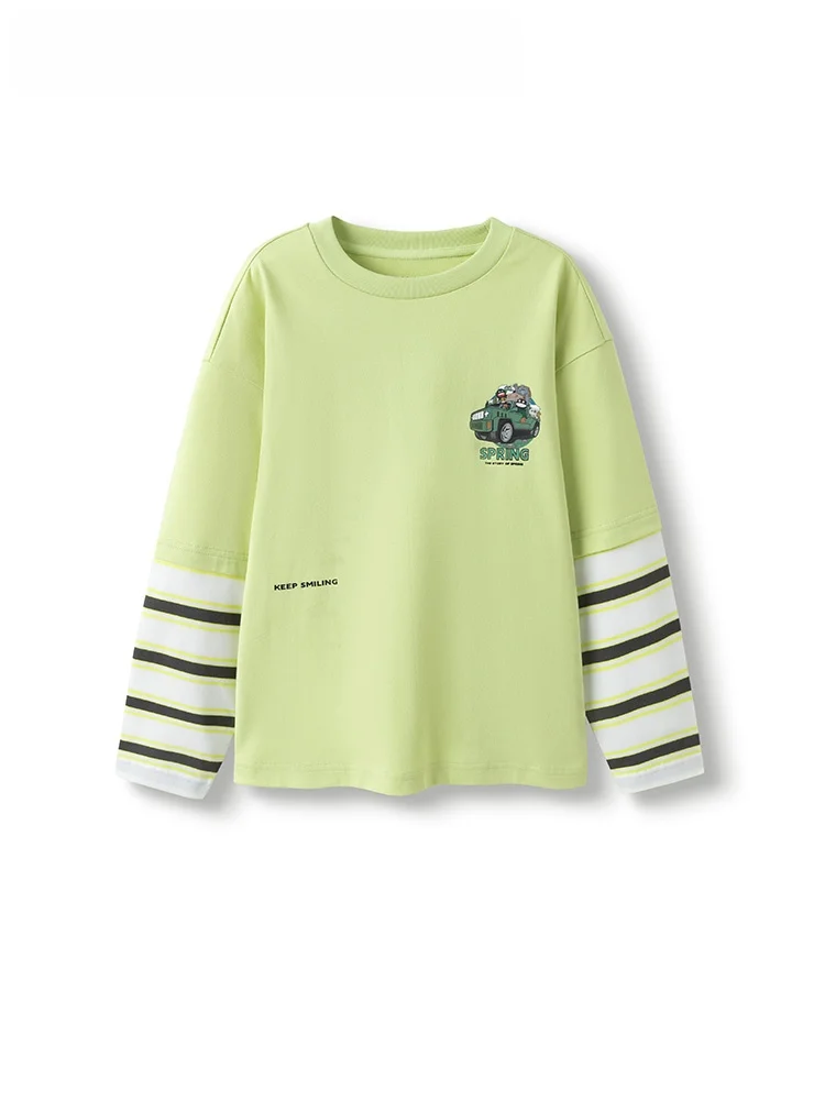 男の子用長袖Tシャツ【綿100%・カジュアルデザイン・秋冬用】