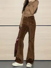 コーディネート自在な綿ツイル素材のパンツ【女性用・ストレッチ・フレアデザイン・ロング】