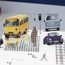 街区と住民デザインのマスキングテープ【キャラクター・ステッカー付き・風景デザイン】