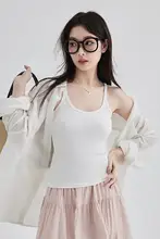 白色ニットキャミソール【シャツとのコーディネート・ノースリーブ・夏用】