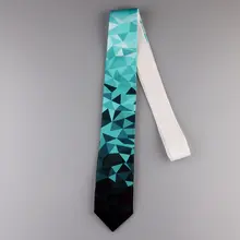 オリジナルデザインの青緑幾何学模様ネクタイ【ユニセックス・アートスタイル・カジュアル・ヴィンテージ】