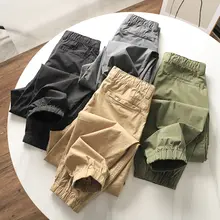 東吉U家 メンズ春夏用 プレーンカラーコットン製 ゆったりフィット 薄手ジョガーパンツ
