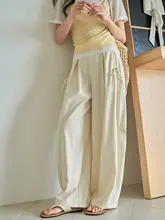夏用 ハイウエストガウチョパンツ【杏色・フィット・ストレート】