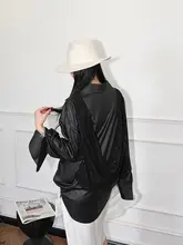 バックレースデザインのシアーブラウス【スパンコール装飾・ルーズフィット・春夏用】