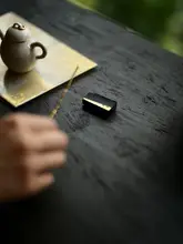 自然なデザインのガラス製茶匙置き【茶道具アクセサリー・黒色】