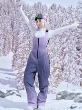 グラデーションデザインのスパンコール入りスリムフィット女性用スキーウェア【背面サスペンダー付き・二重板用】（セットアップ対応）