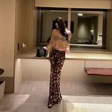 フレアパンツ レディース チュール 水玉柄 シースルー プリント ハイウエスト セクシー 「ChiclyNana」