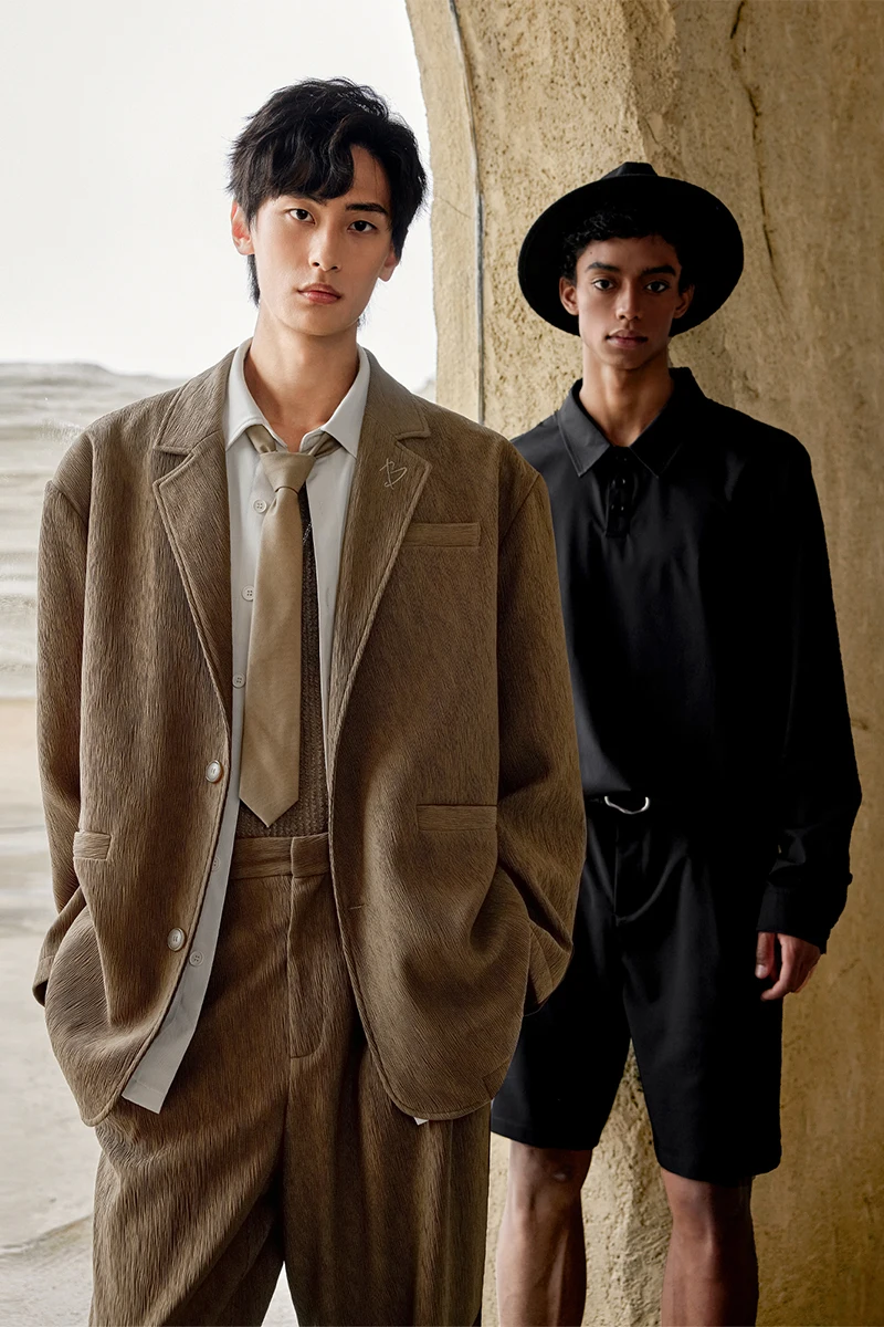 水波纹理のメンズジャケット【フィット・通勤向け・カジュアル】（セットアップ対応）