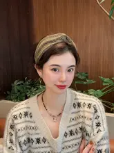 cookie ヘッドバンド【秋冬用・ブラック＆ゴールド・ワイドデザイン・高いクラウンスタイル】