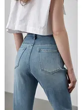 高腰ストレッチデニムパンツ【秋用・スリムフィット・9分丈】